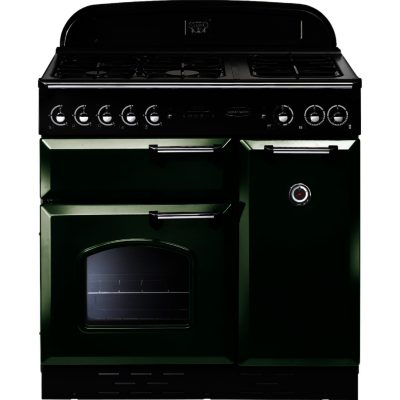 Rangemaster Classic 90 Gas with FSD - 73380 Range Cooker in Green with Brass Trim Rangemaster Classic 90 Gas with FSD - 73380 Range Cooker in Green with Brass Trim